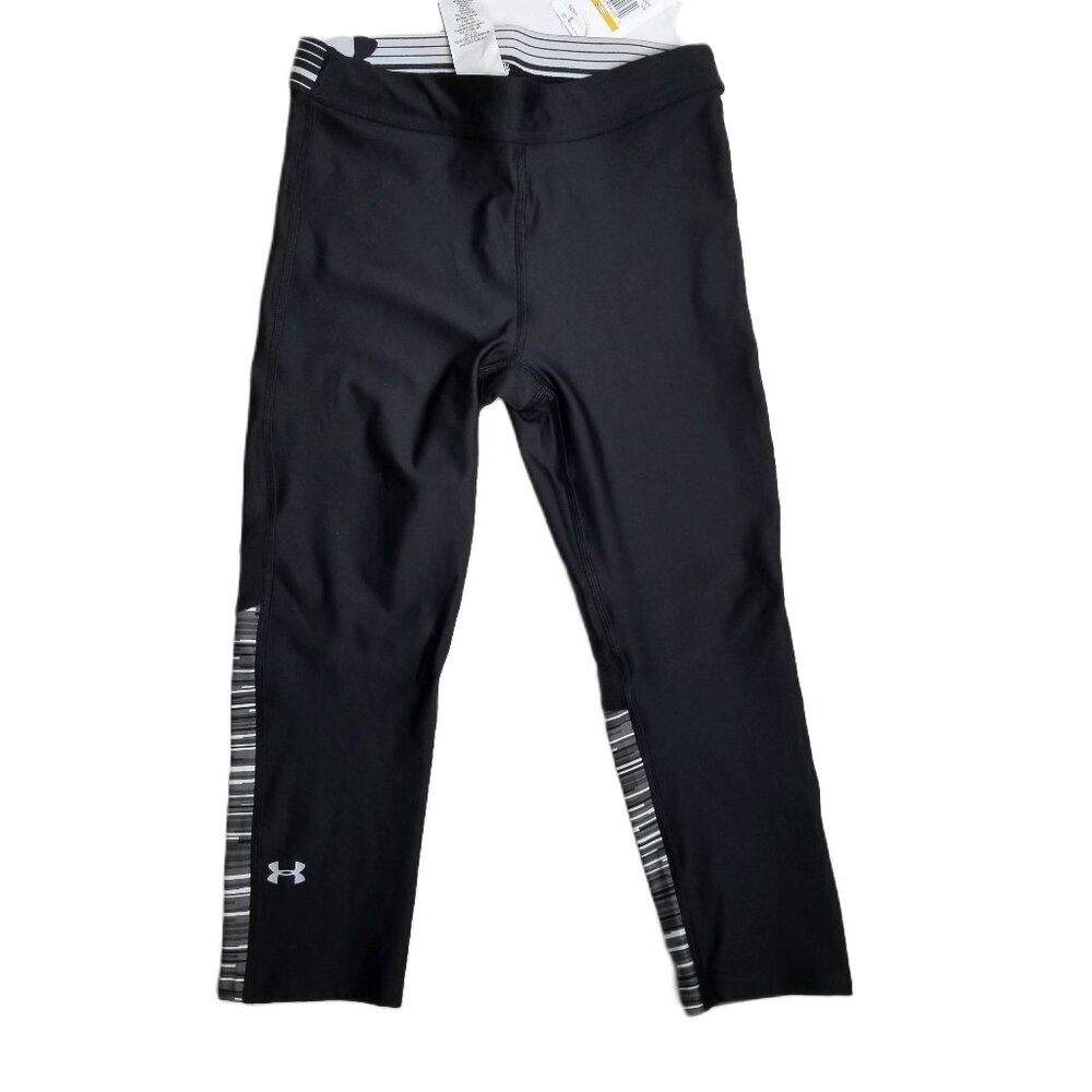 Under Armour HeatGear Capri Leggings Womens Small Black Compression NWT